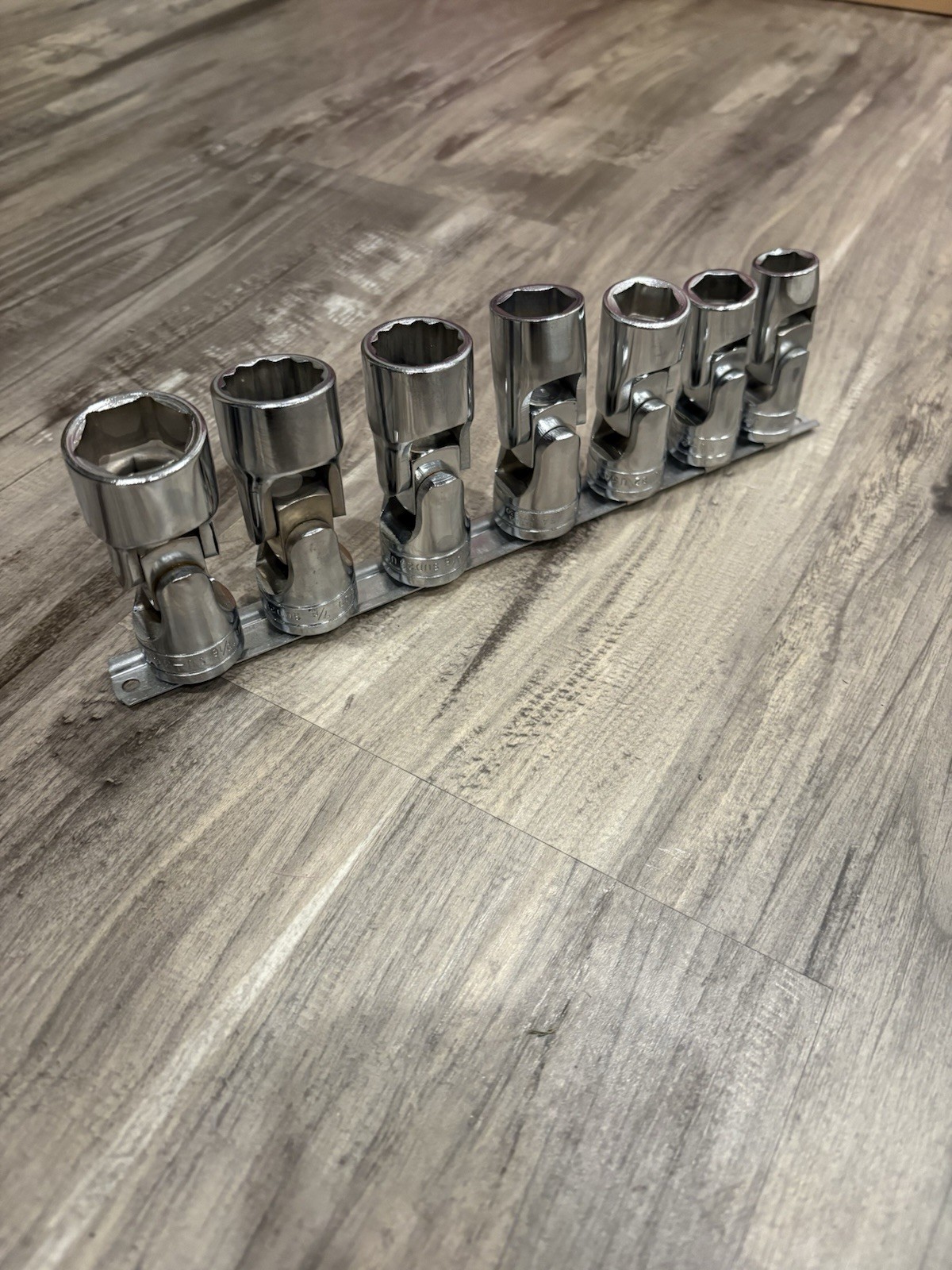 NOS Snap-On Tools 1/2″ drive 9/16″ – 15/16″ 6-pt. Shallow Swivel Socket Set