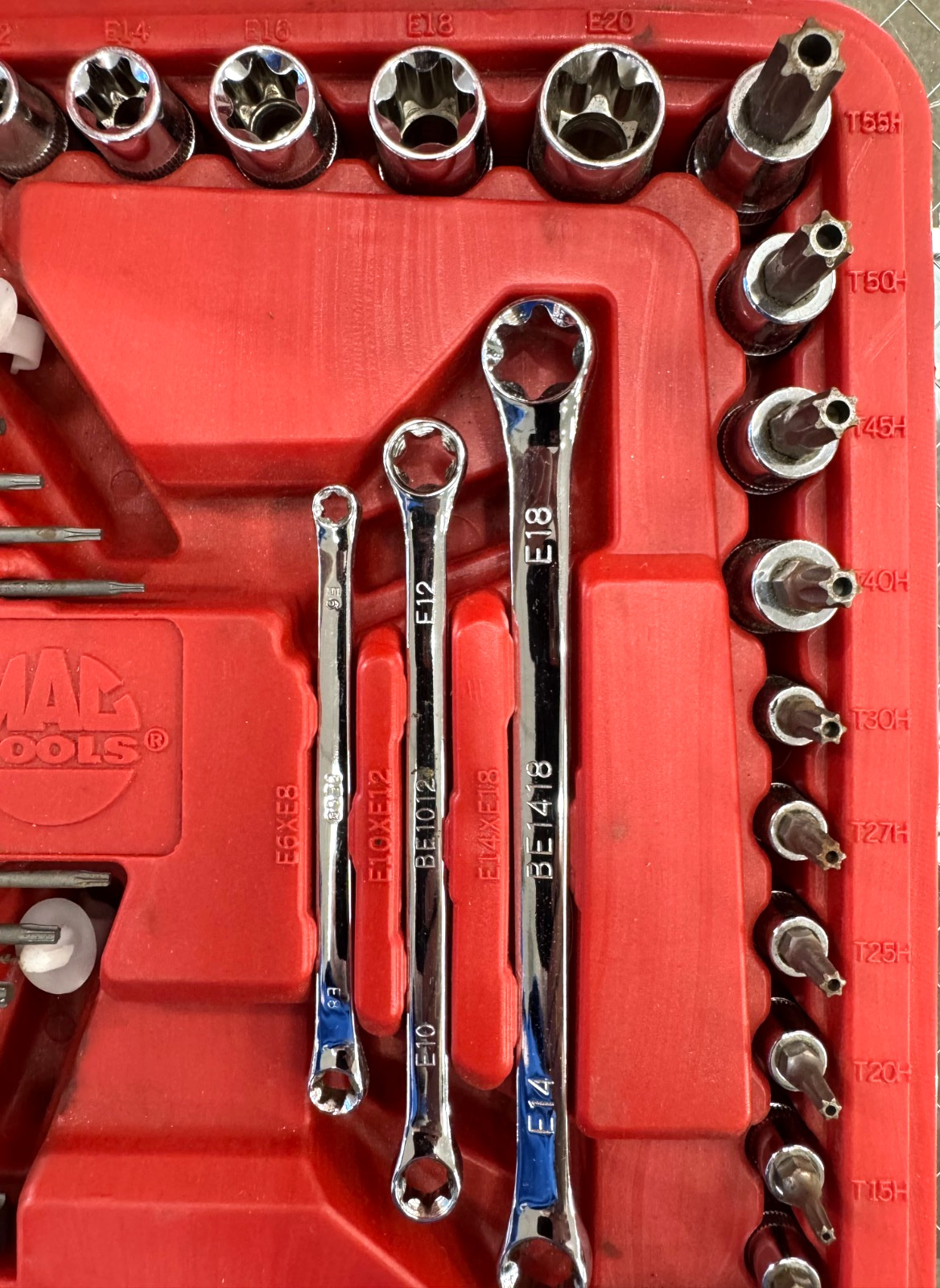 Mac Tools 62pc Torx Star Socket Driver And Wrench Set Model #SMXT62B