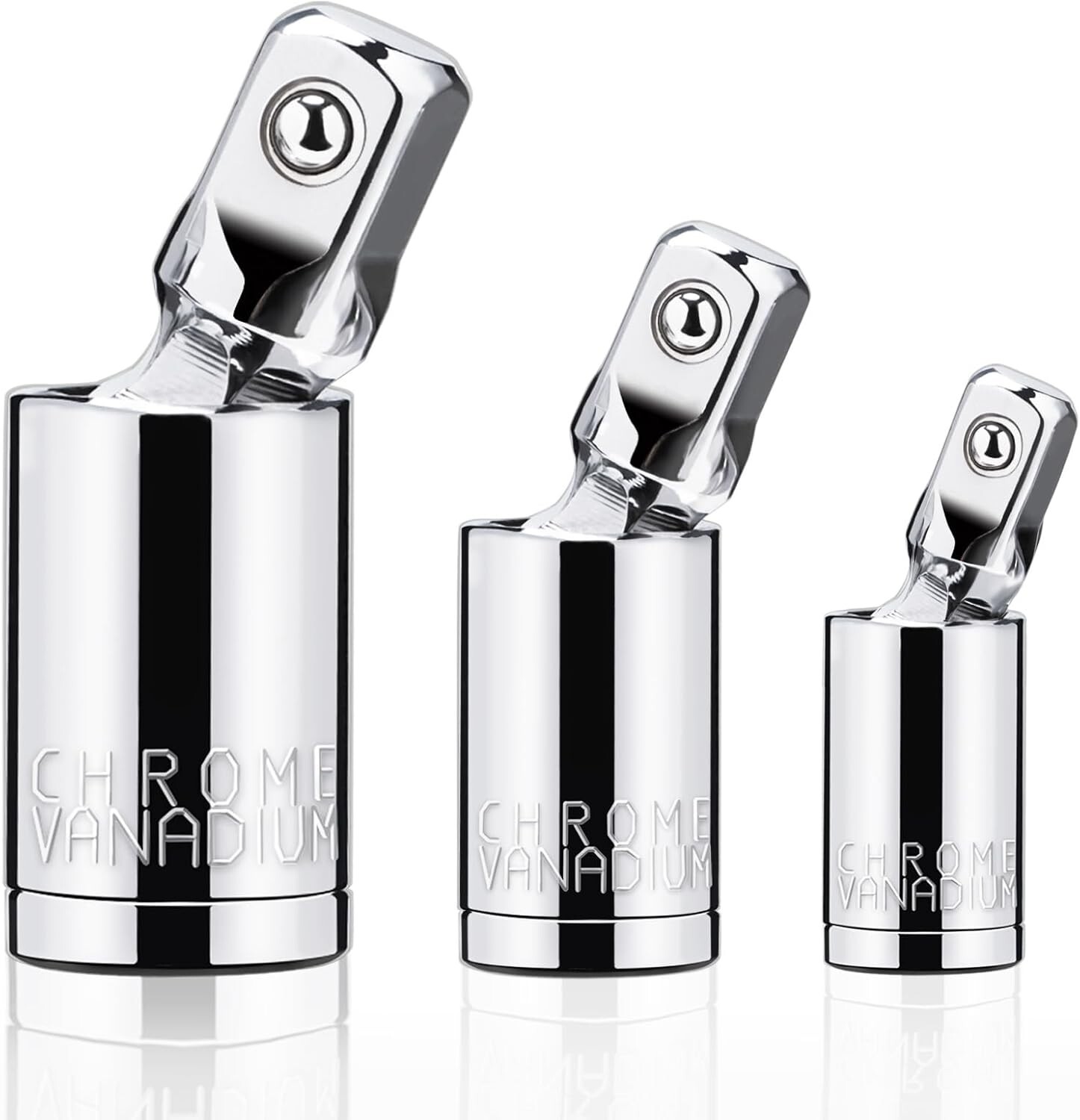 3PCS Impact Universal Joint Swivel Socket Adapter Set 1/4″ 3/8” 1/2″ Drive 360°