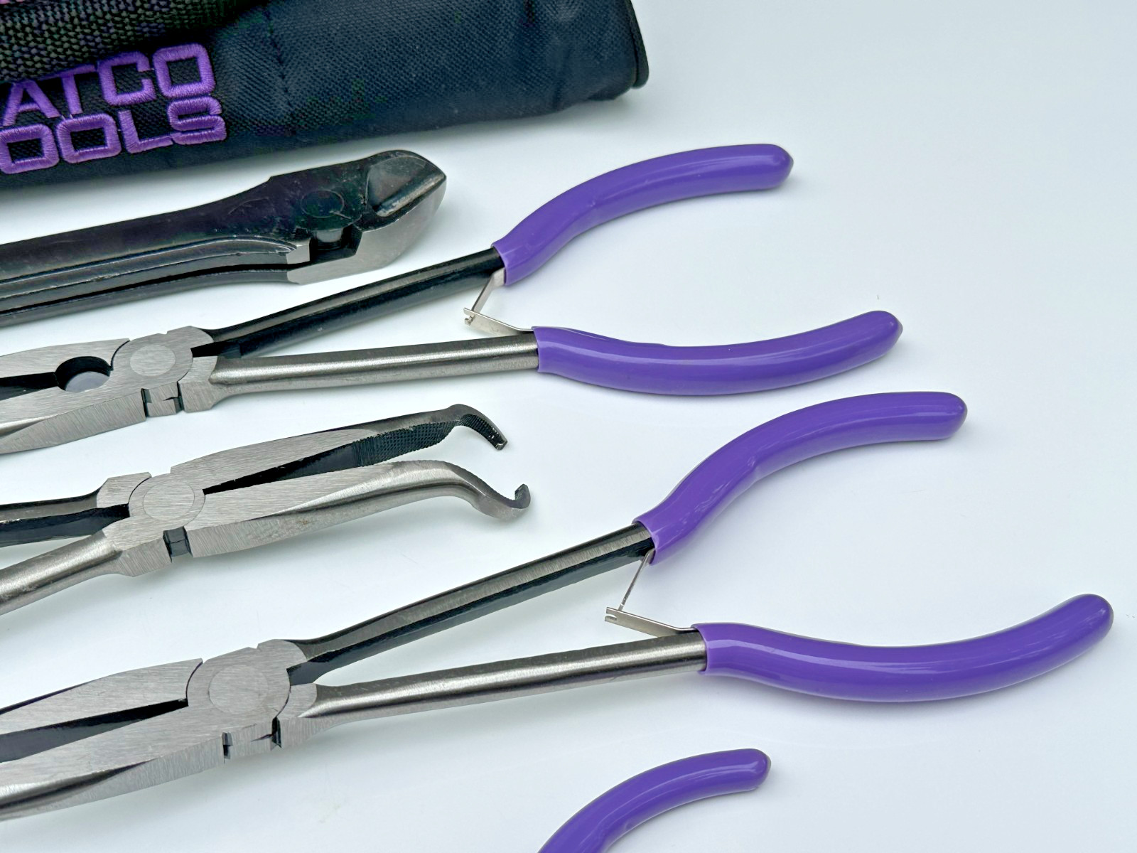 Matco Tools 8pc SPLR8P PURPLE Long Reach & Mini Pliers Set w/ Duffle Bag (NOS)