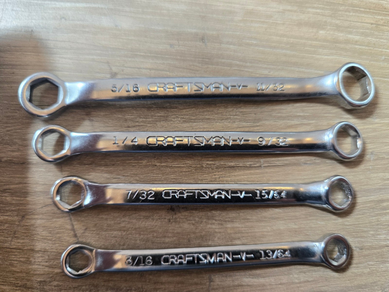 Vintage Sears-Craftsman SAE 4-Piece 9-4379 Midget Double Box End Wrench Set USA