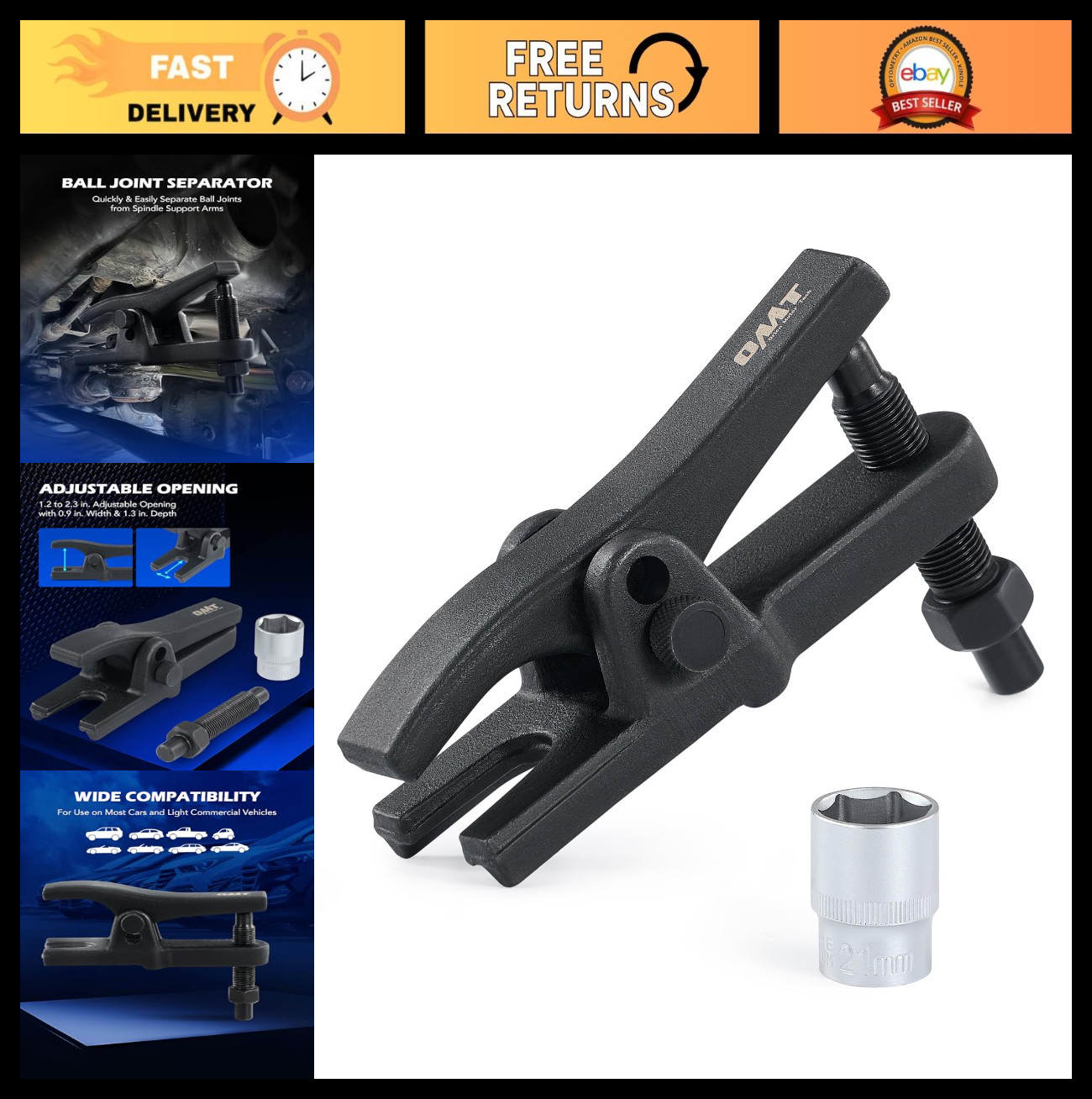 Ball Joint Separator Tool – Heavy Duty Puller for Cars & Light Trucks, 1/2″ Sock