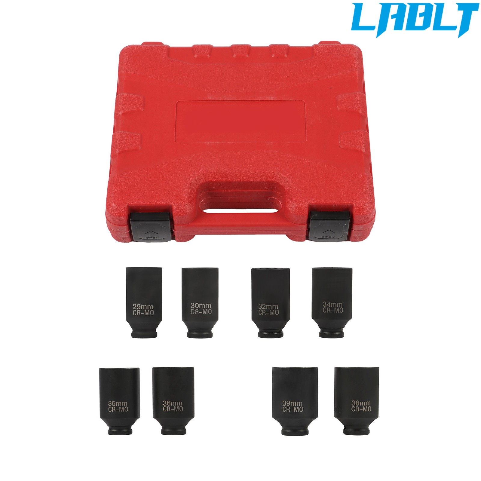 8 pieces 12 Point 1/2» Drive Deep Spindle Axle Nut Impact Socket Set 29mm-39mm