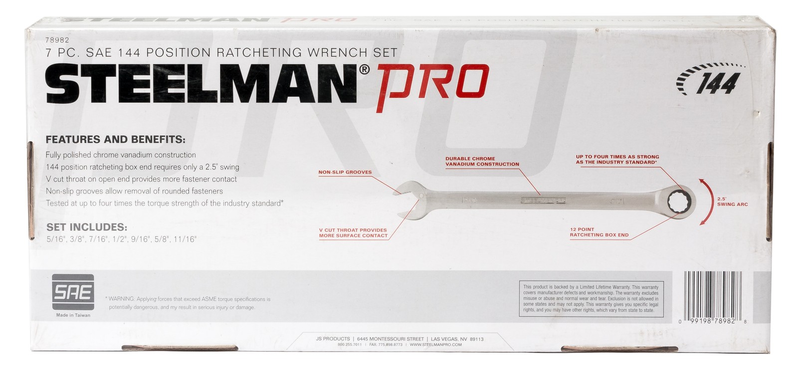 Steelman Pro 7 Pcs Standard 144 Position Ratcheting Wrench Set Part Number 78982