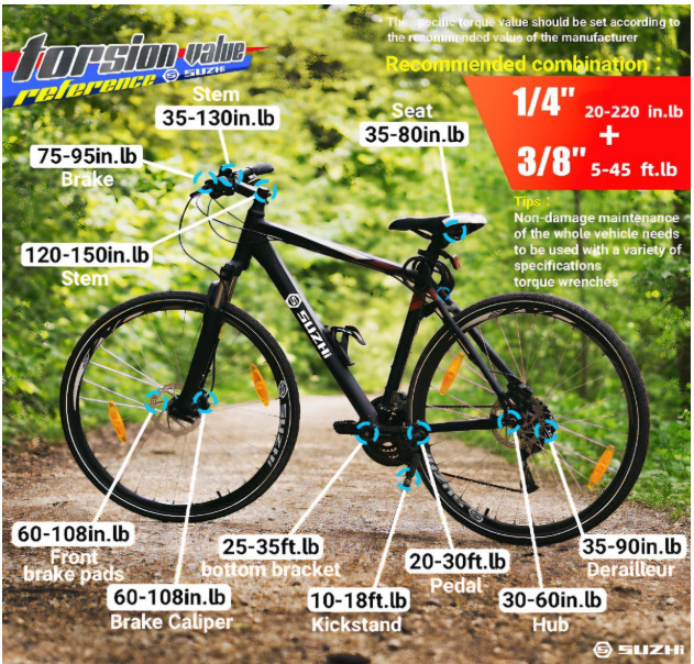 Juego de llaves dinamométricas 9 pcs ±3% con estuche, bici, moto, auto y camión
