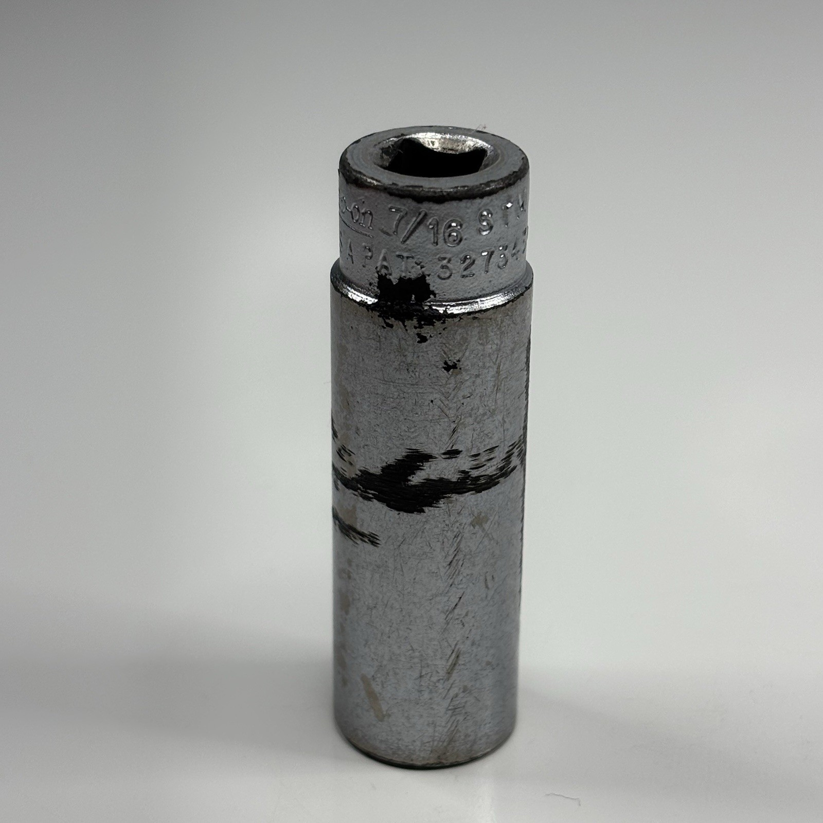 Snap On Tools STM14 1/4 Dr 6Pt SAE 7/16 Flank Dr Deep Chrome Socket VTG USA
