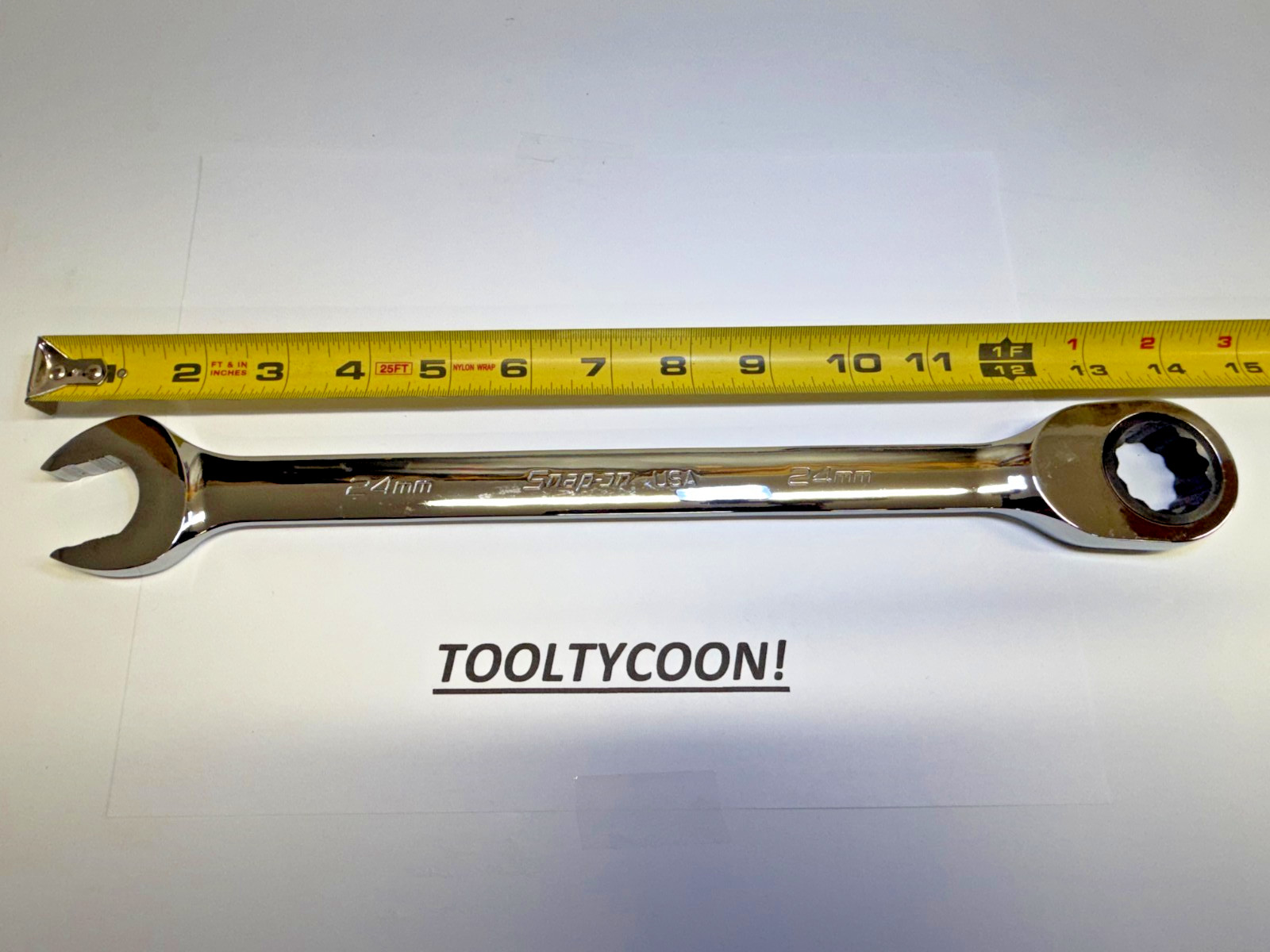 Snap-on Tools NEW 24mm Metric 0° Non-Reversing Ratcheting Combo Wrench SOXRM24A