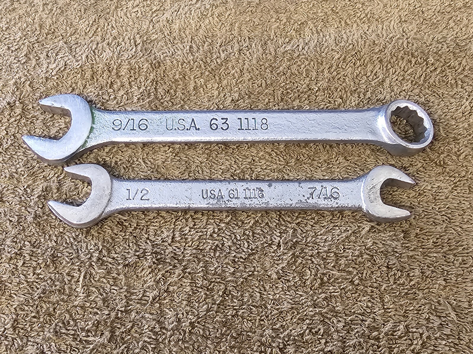 2 Easco Wrench Combination Open End 1/2″ 7/16″ 9/16″ 61 1116 63 1118 USA SAE
