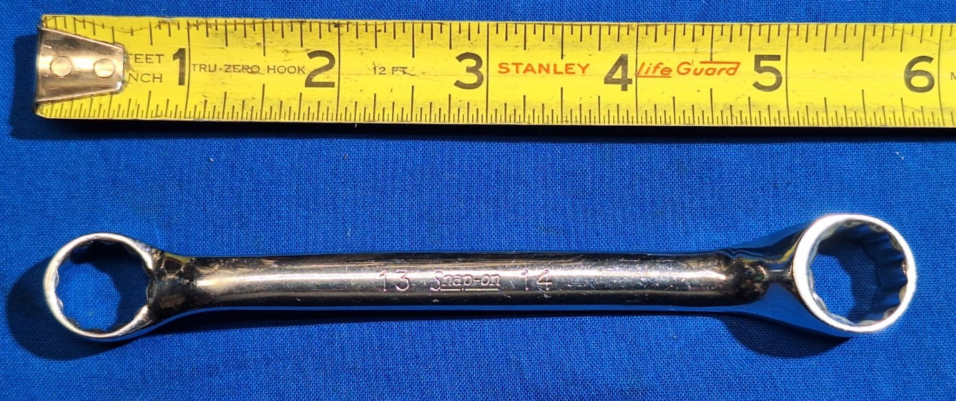 Old Logo Snap-On XSM1314 6″ long Metric 13mm-14mm 12pt short box wrench