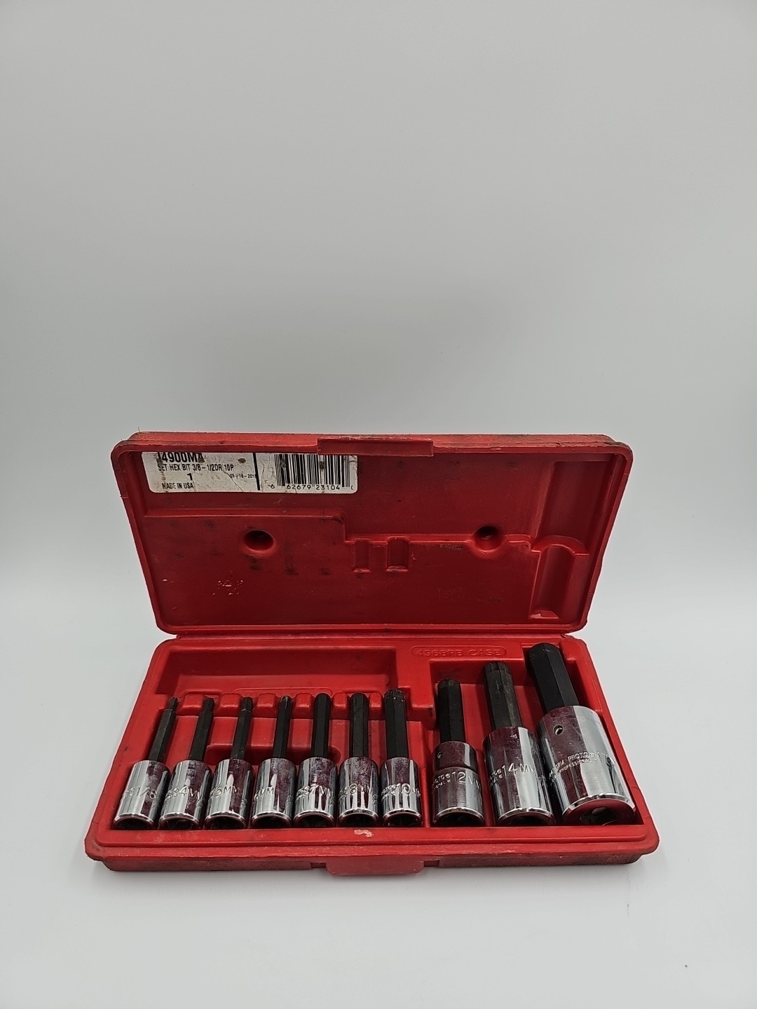 Proto Tools J4900MA Metric 10 Pc. Hex Bit Socket Set **One Missing** Please Read