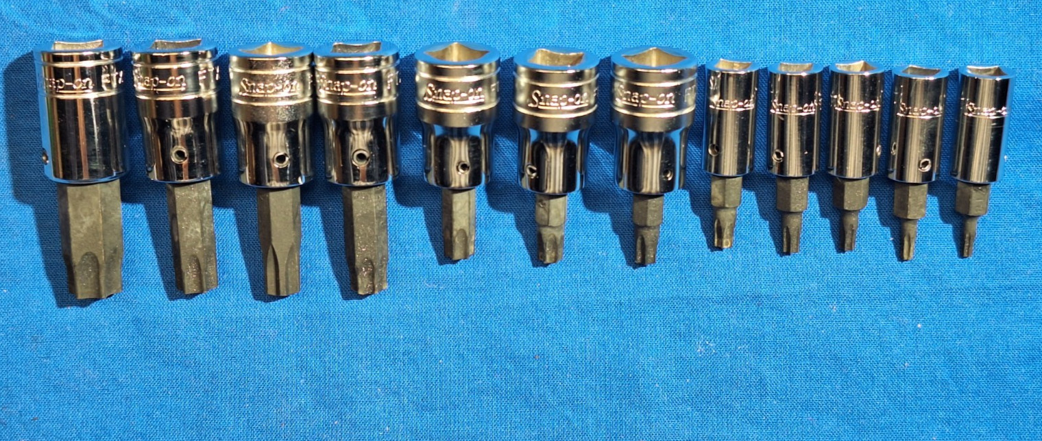 1986 Snap-On 211FTXY +1 12pc Torx bit socket set T55-T8 Includes FTX500 GM torx