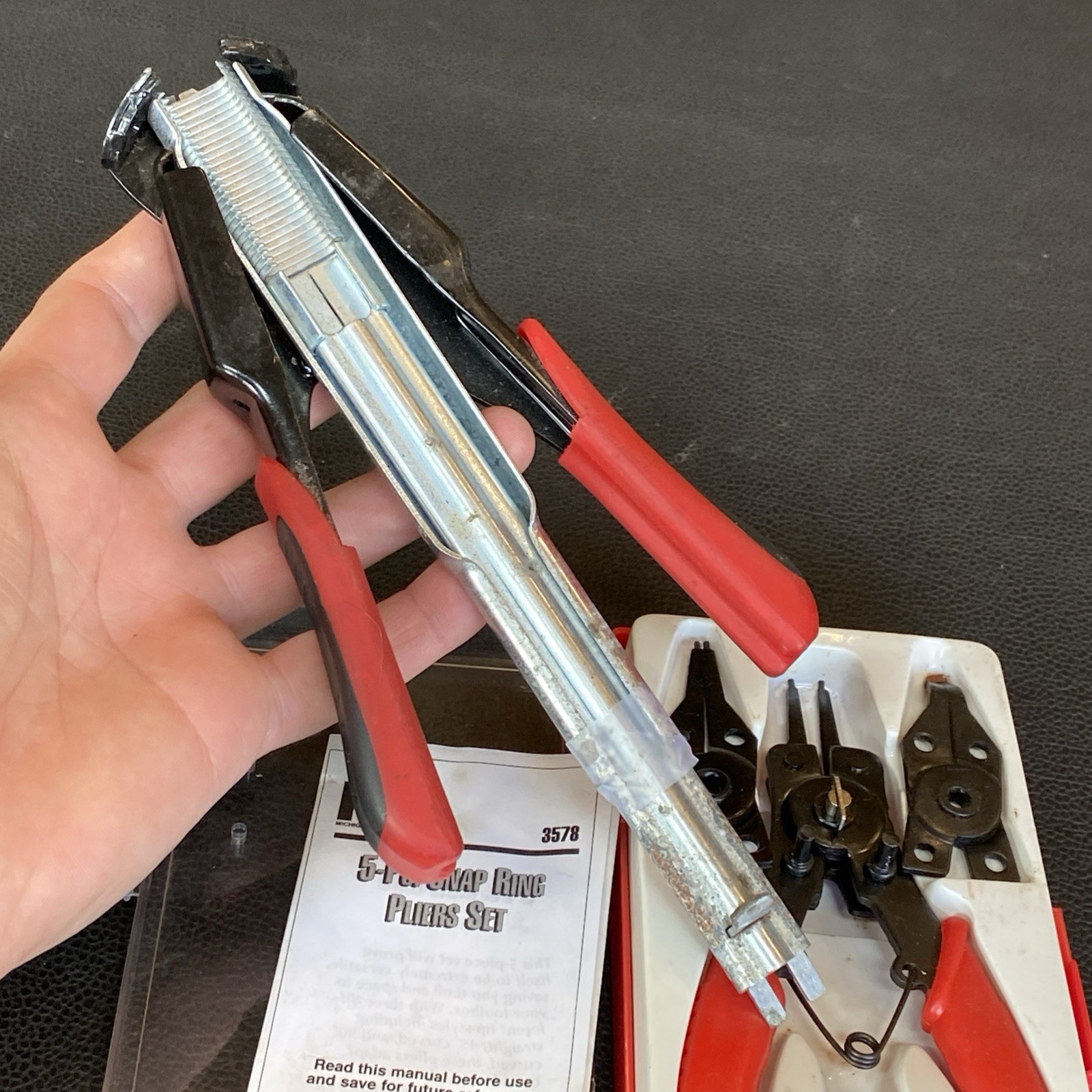 Mit 5 PC Tip Snap Ring Pliers & Spring Loaded Hog Ring Pliers Kit Set Lot Tools