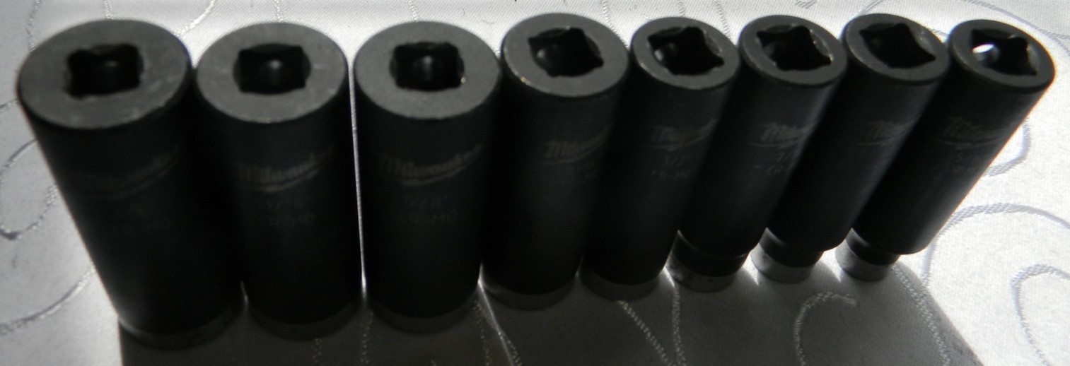 MILWAUKEE TOOLS 3/8″ DR 8PC SAE 6PT DEEP IMPACT SHOCKWAVE SOCKET SET 5/16″-3/4″