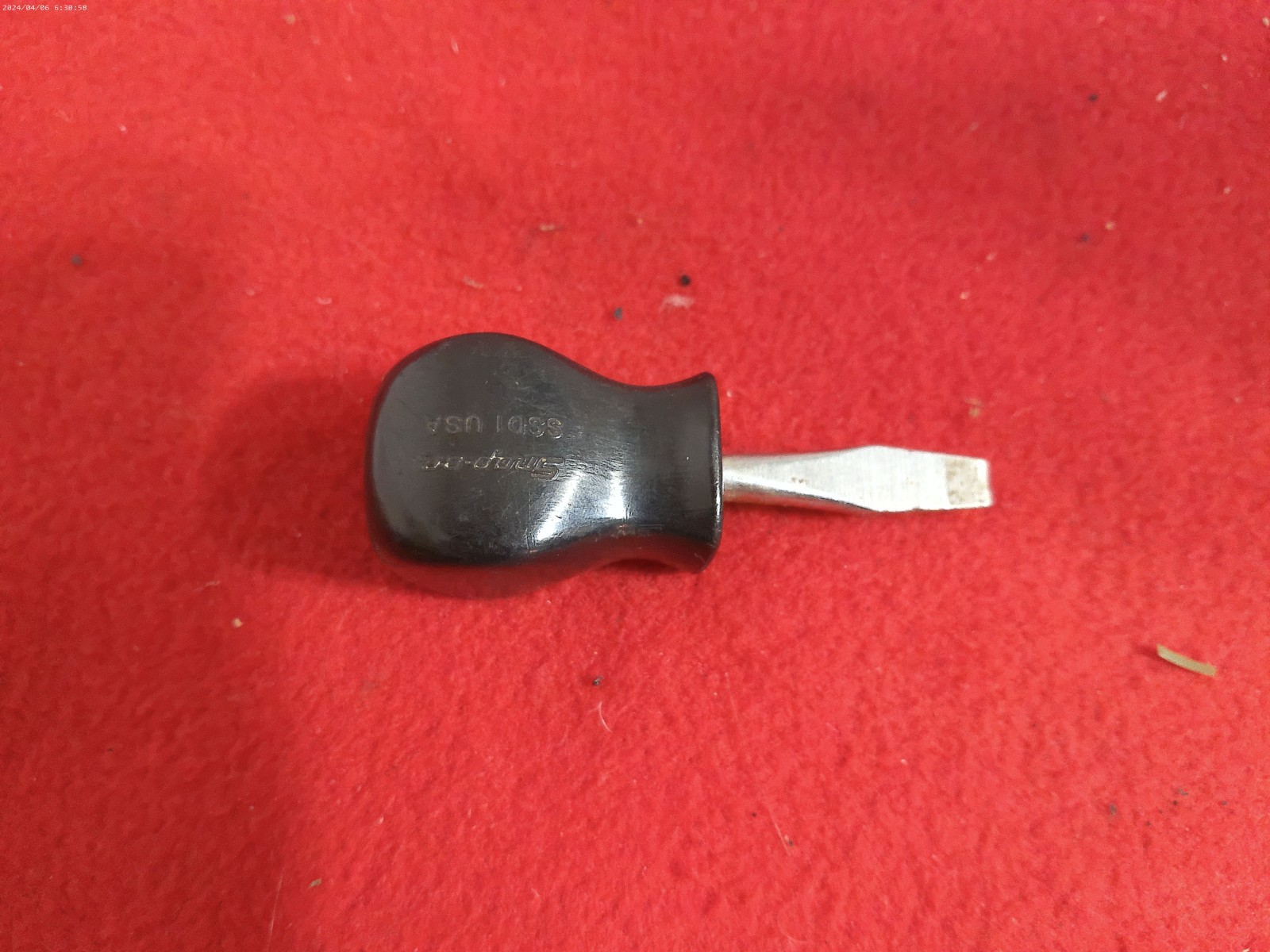 Snap-On Tools SSD1 1/4″ Flat Head Short Stubby Hard Black Handle Screwdriver USA