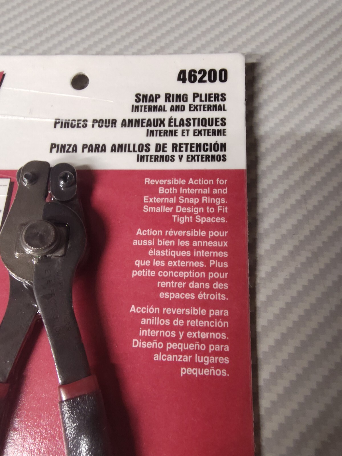 Reversible Action Internal and External Snap Ring Smaller Plier Lisle 46200