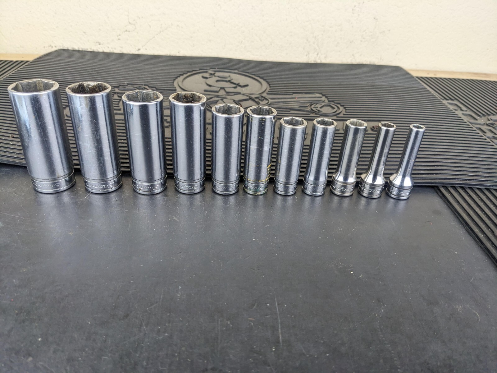 #bb702 Snap-On Tools Socket Set 211SFSY 3/8″ drive 6 Point Deep 1/4″ to 7/8″