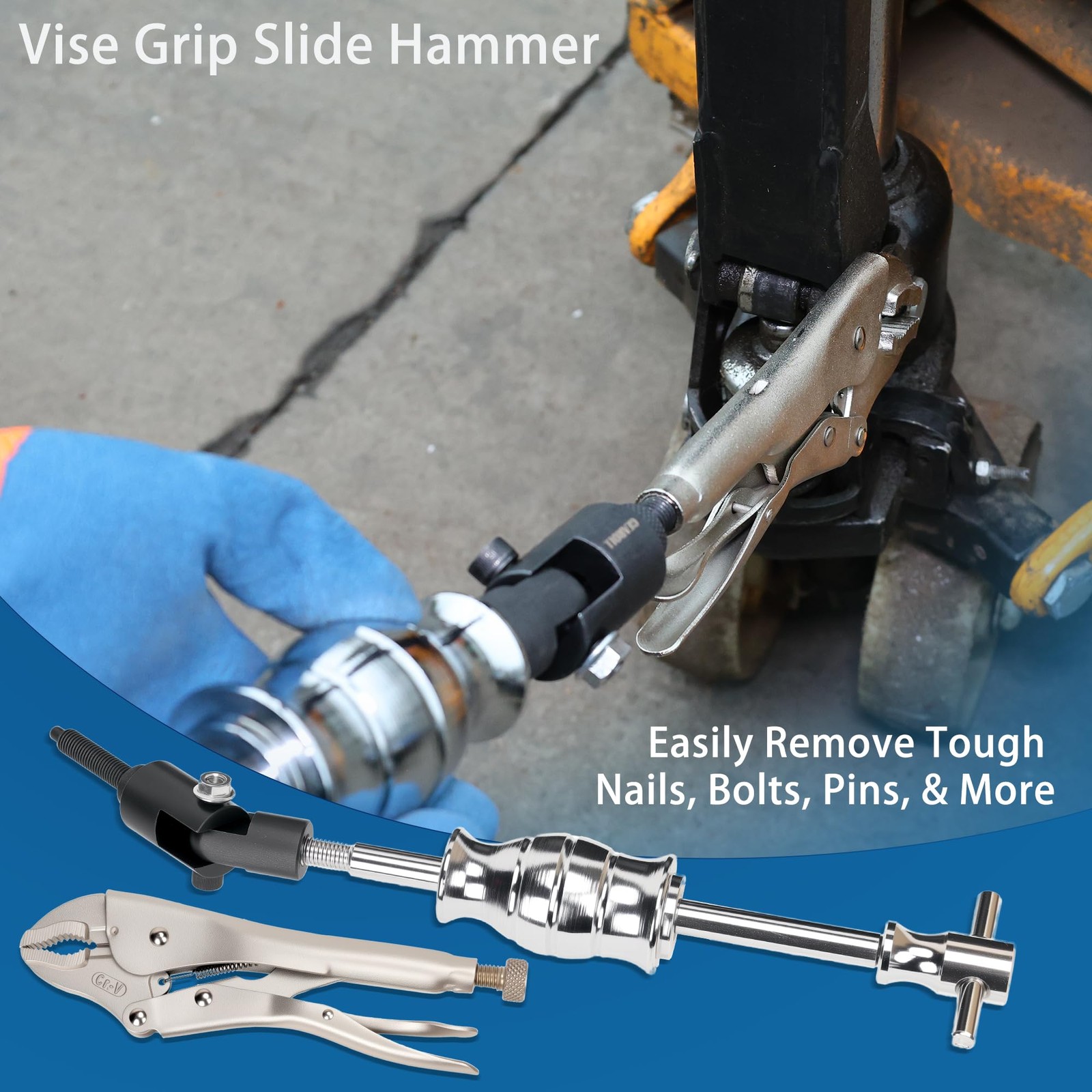 Locking Pliers Slide Hammer Puller Set 2 lb Vise Grip Removal Tool