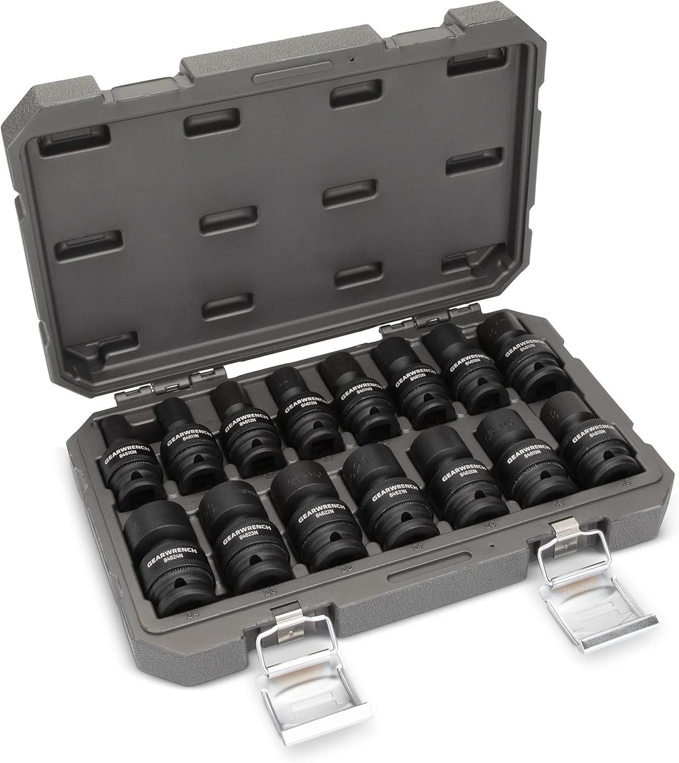 Professional 1/2-Inch 6 Point Metric Impact Socket Set – 15 Piece Chrome Moly