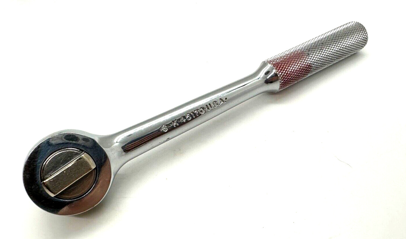 🇺🇸 SK Tools Ratchet 3/8″ Drive 7.5″ Long Socket Wrench Knurled Grip Round Head