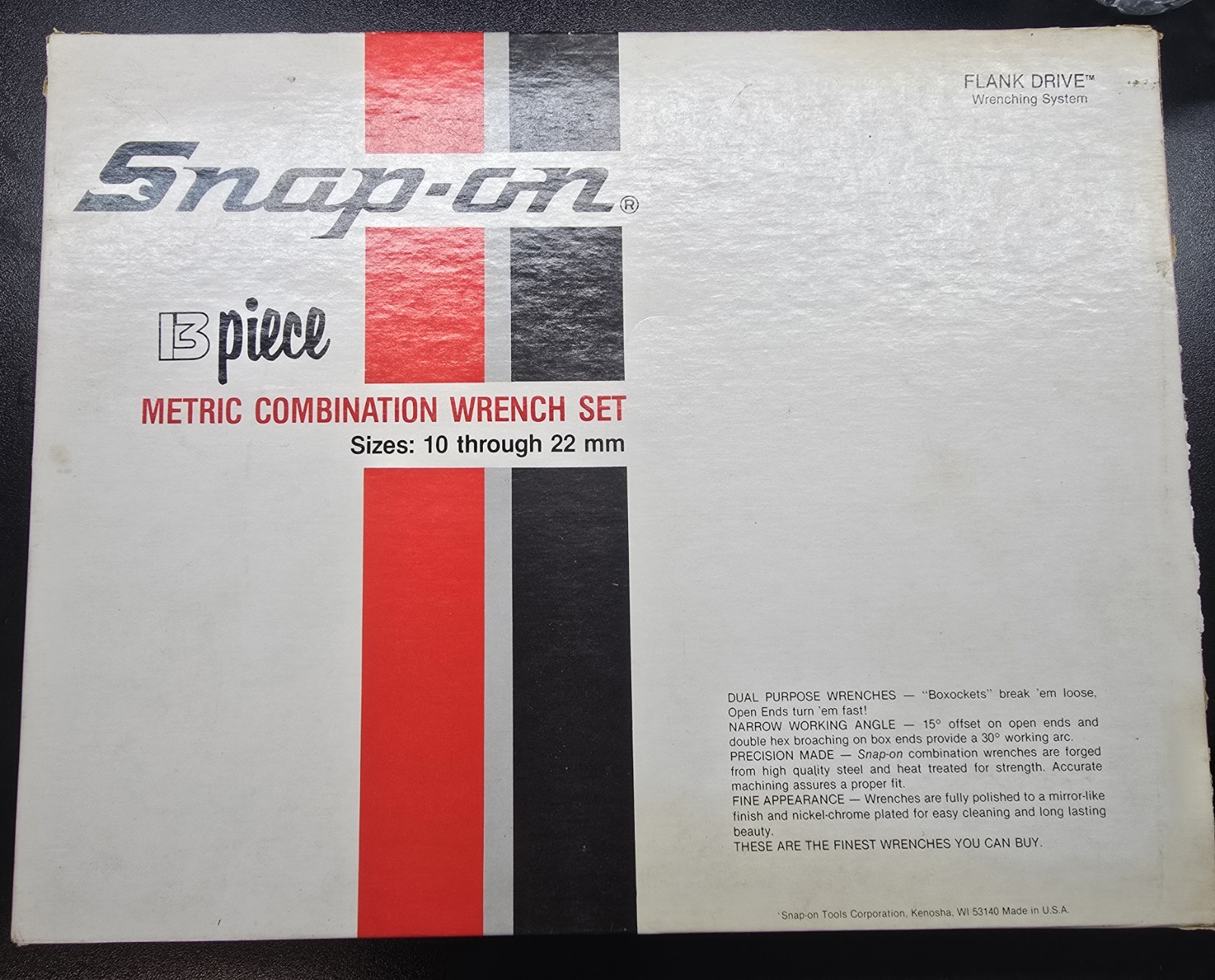 Snap On OEXM713 13 PIECE FLANK DRIVE METRIC COMBINATION WRENCH SET