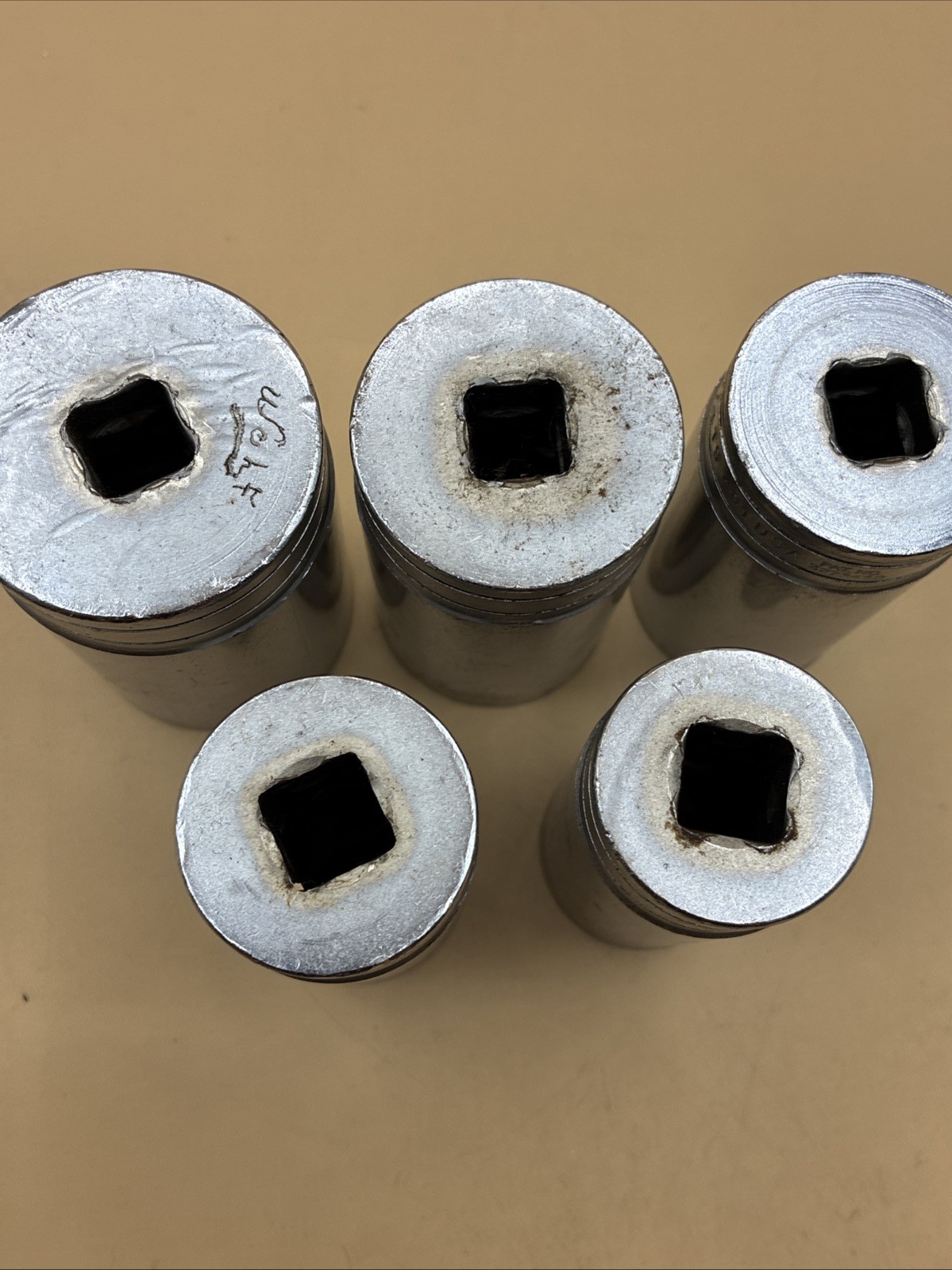 Snap-on TA 1/2” Drive SAE 6pt Deep Sockets Lot Of (5). See Photos