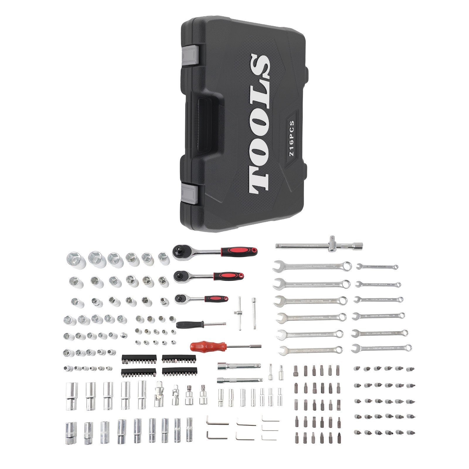 216PCS Mechanic Socket Tool Set Ratchet Wrench Drive Kit w/Blow Case