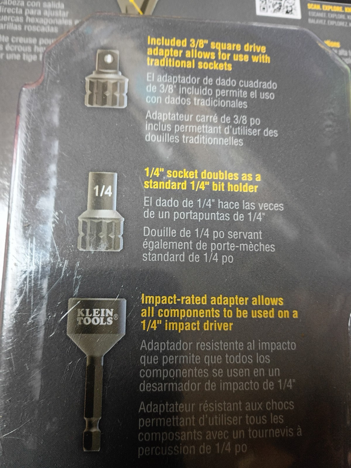 KLEIN TOOLS 65400 15-PIECE PASS THROUGH SOCKET WRENCH SET 3/8″ DRIVE NEW