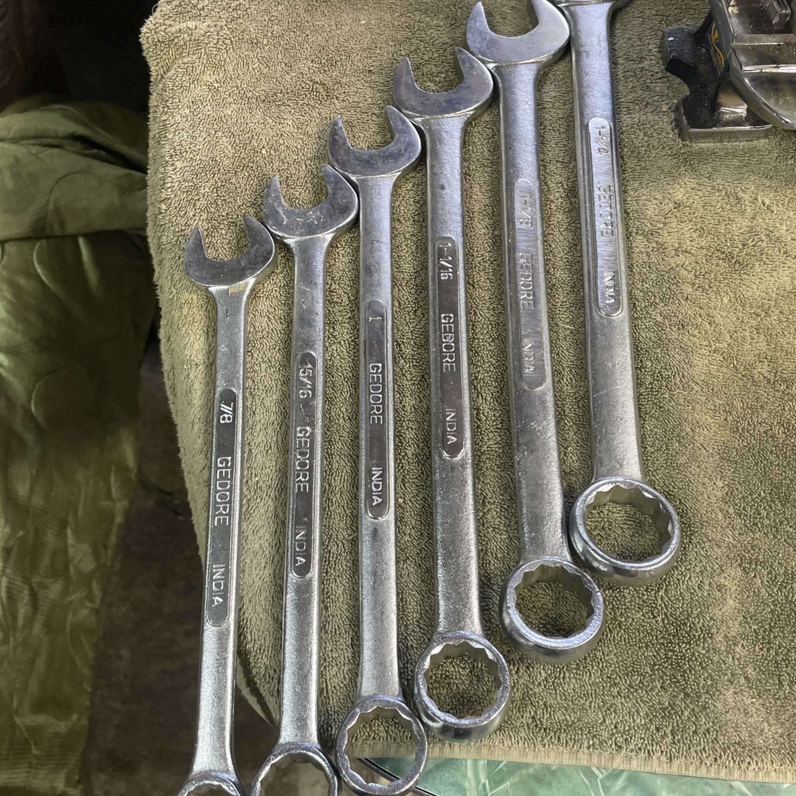 GEDORE Large Combination Wrench Lot. 1 1/14, 1 1/8, 1 1/16, 1, 15/16, And 7/8
