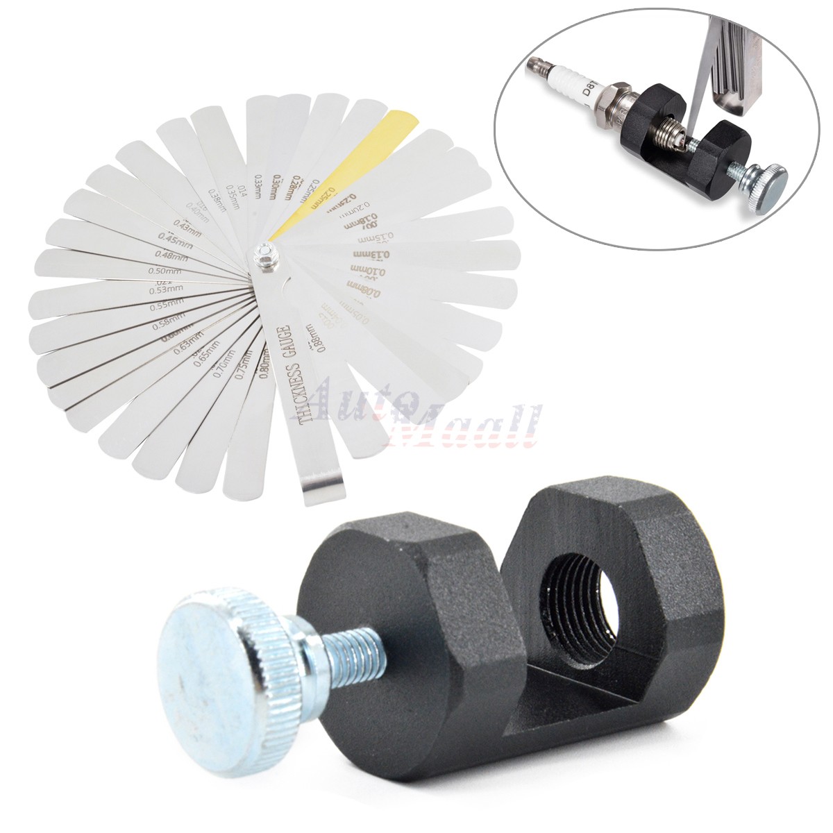 Universal 14mm Engine Spark Plug Gap Tool Gapper Gapping Caliper & Feeler Gauge