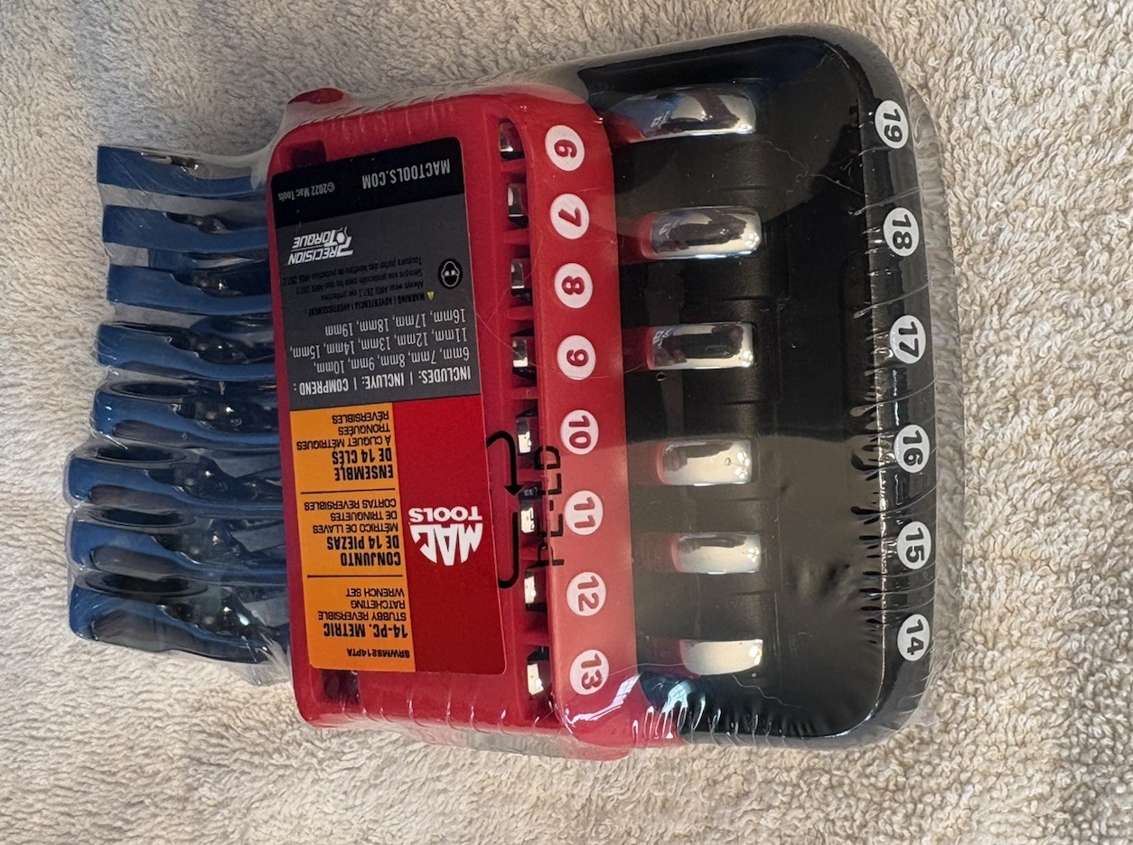 Mac Tools 14 Pc. Metric 12 Pt. Stubby Reversible Ratcheting Wrench Set