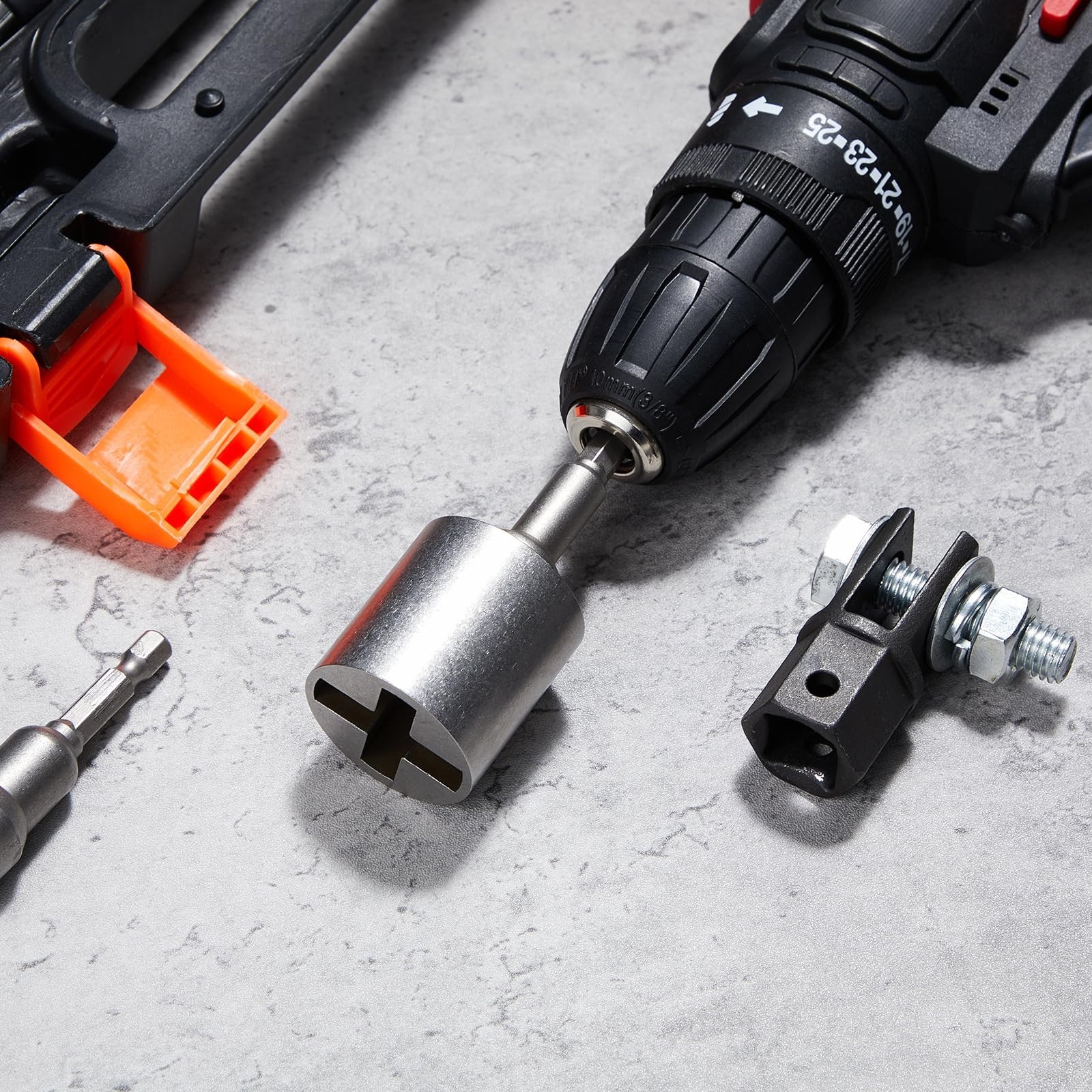 3 Pcs Heavy-Duty Scissor Jack Adapter Set for Hand Drill & Impact Wrench, 1/2″ S