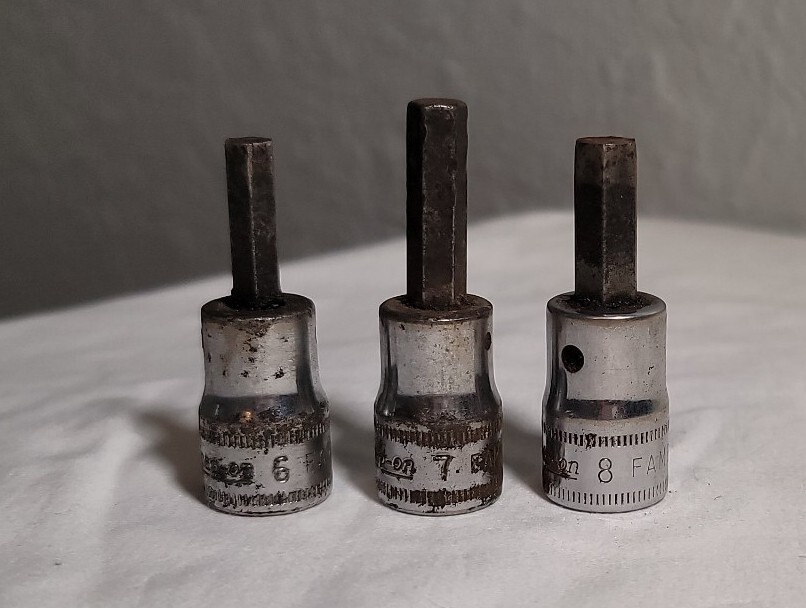 Snap-On FAM6a, FAM8a, FAM7 Drive Metric Hex Allen 3 Piece Set (R3)