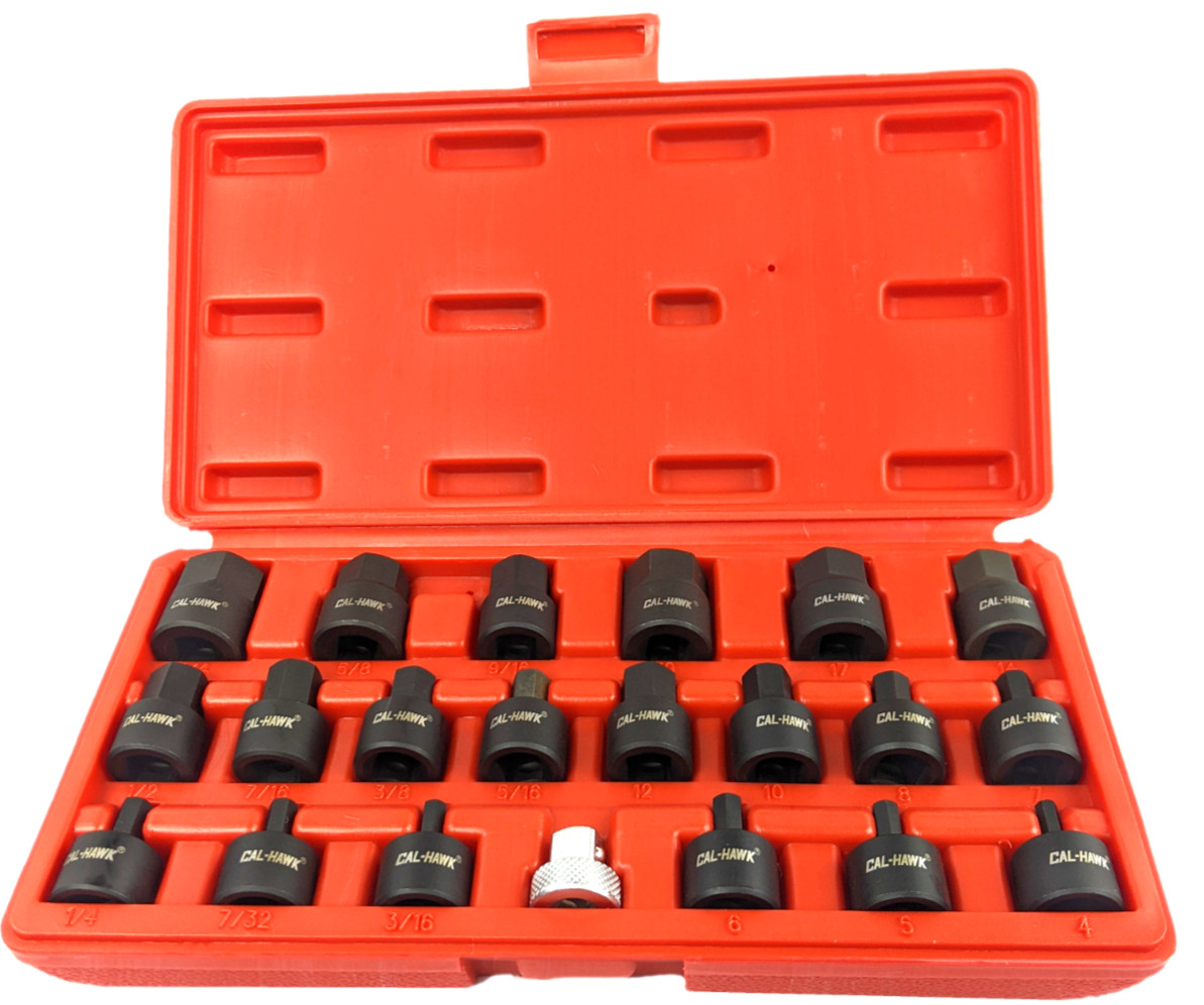 21pc 3/8″ Drive SAE and Metric Hex Low Profile Nano CR-Mo Impact Socket Bit Set
