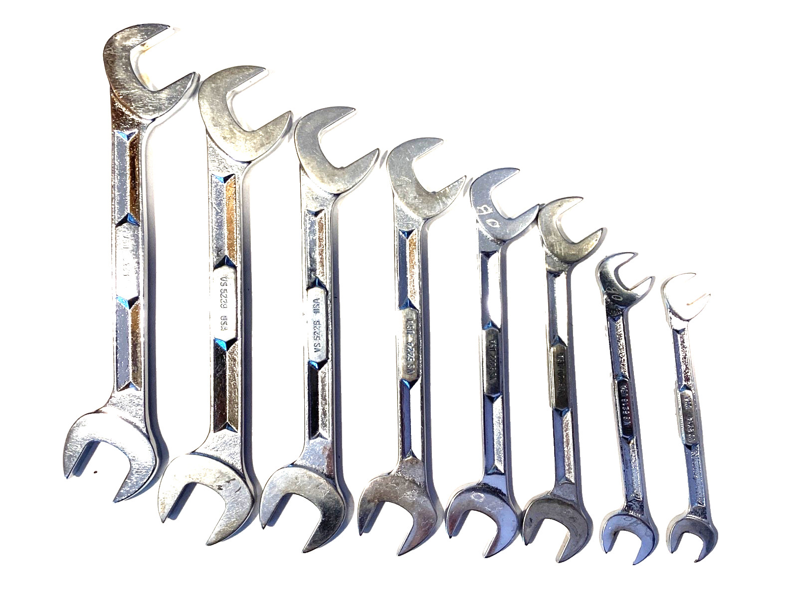 Snap On Tools USA 8 Piece 4 Way Angle Head Open End Wrench Set 7/16” To 15/16”