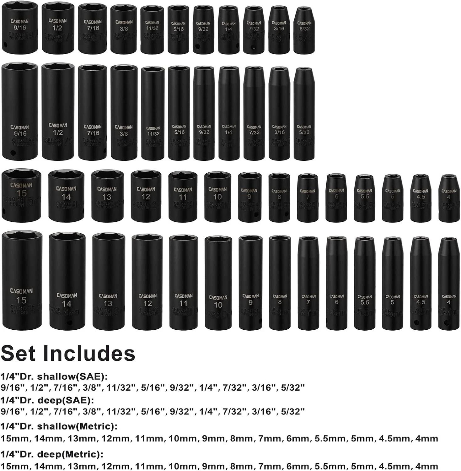 Comprehensive 1/4″ Drive Socket Set – 50 Pieces with Corrosion-Resistant Finish
