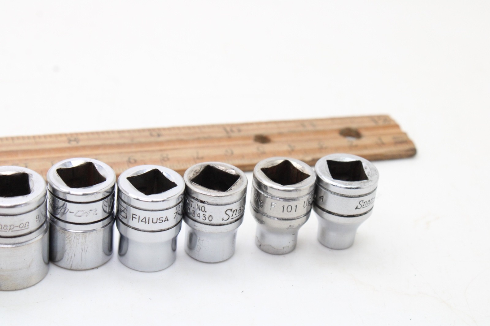 Snap-on F081 – F281 1/4-7/8″ 3/8″ Drive 12 Point 12 Piece SAE Chrome Set USA