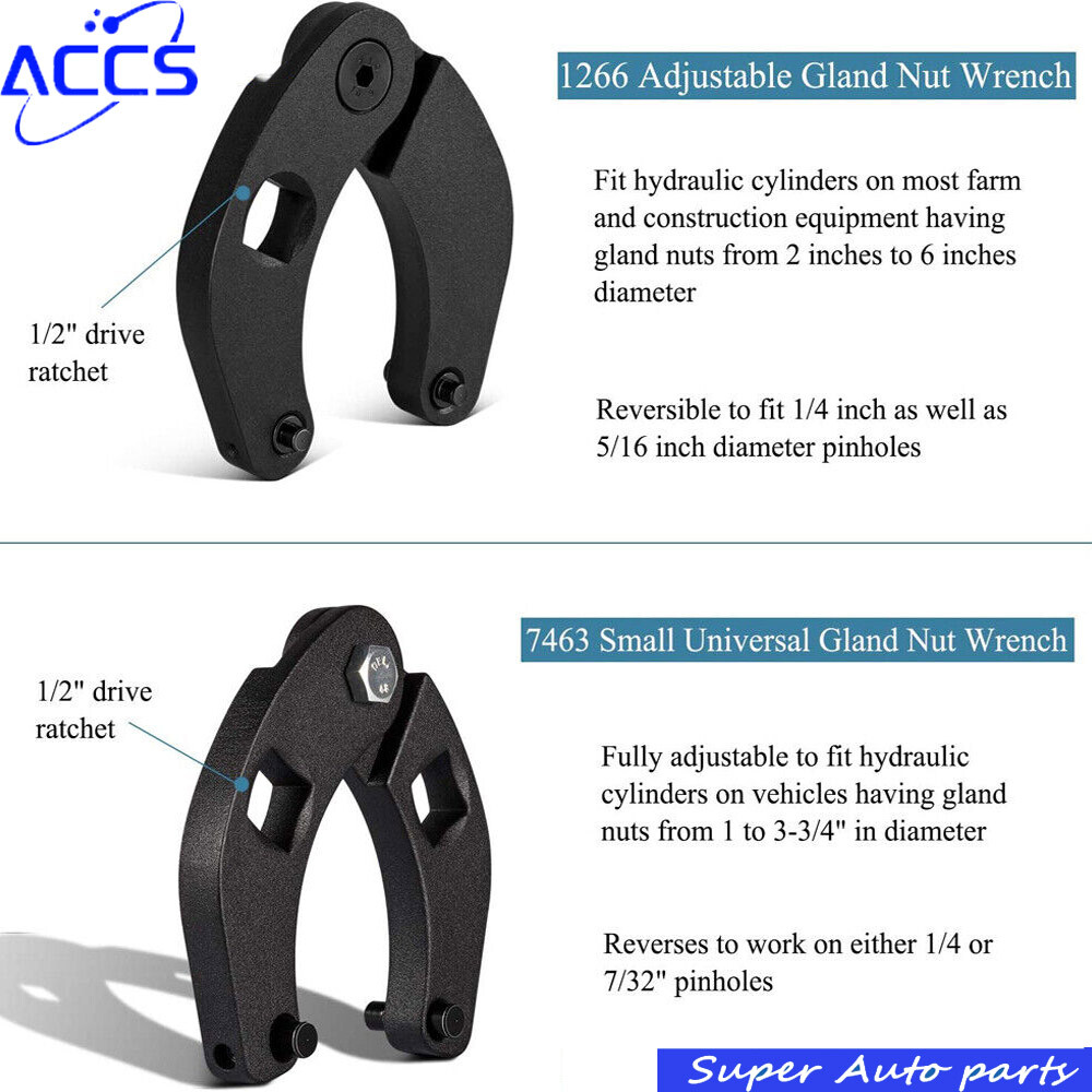 Adjustable Gland Nut Wrench 1266 & 7463 Spanner Tool Kit for Hydraulic Cylinder