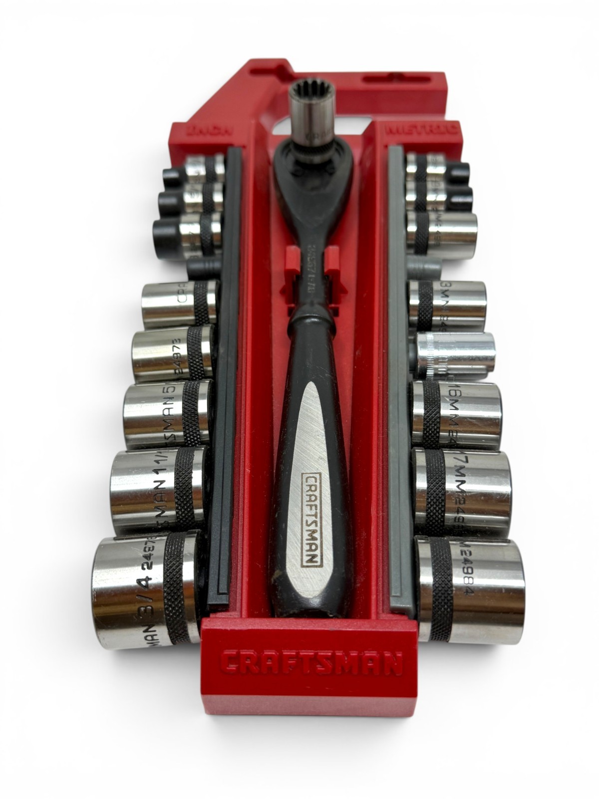 Craftsman 24967 L-AC Universal Ratchet Wrench & Socket Combo Set Lot, 18 Pcs