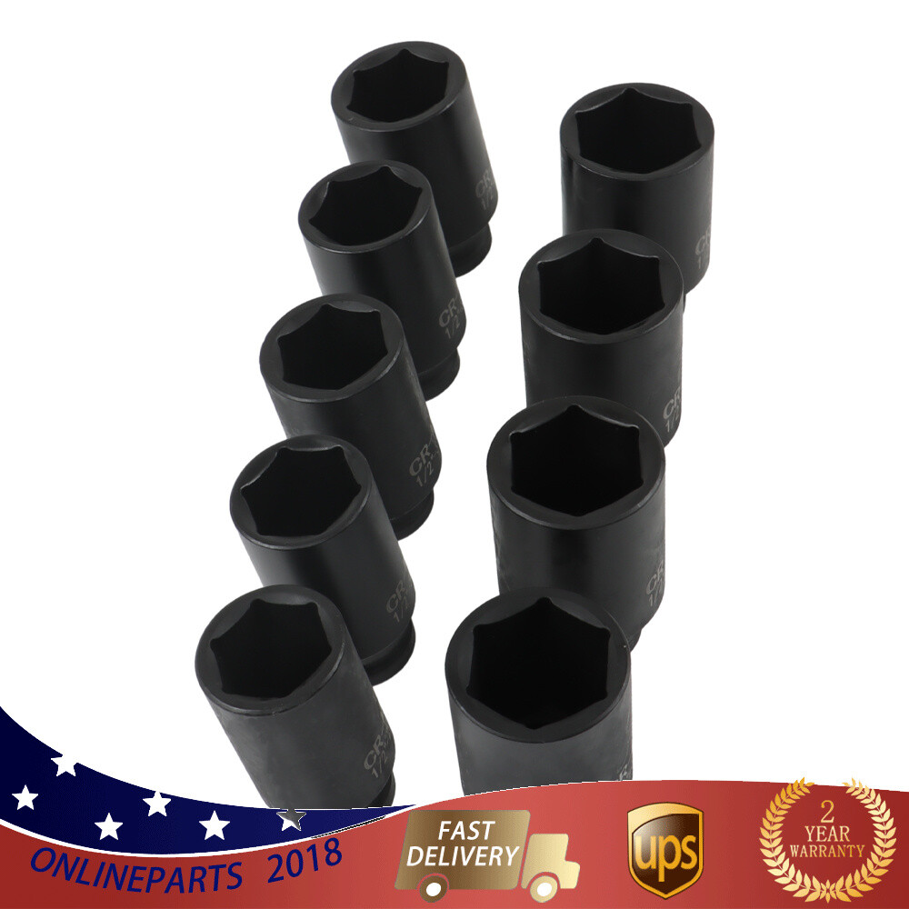 1/2″ Drive Metric Axle Hub Nut Socket 29-38mm 9Pcs Deep Impact Socket Set