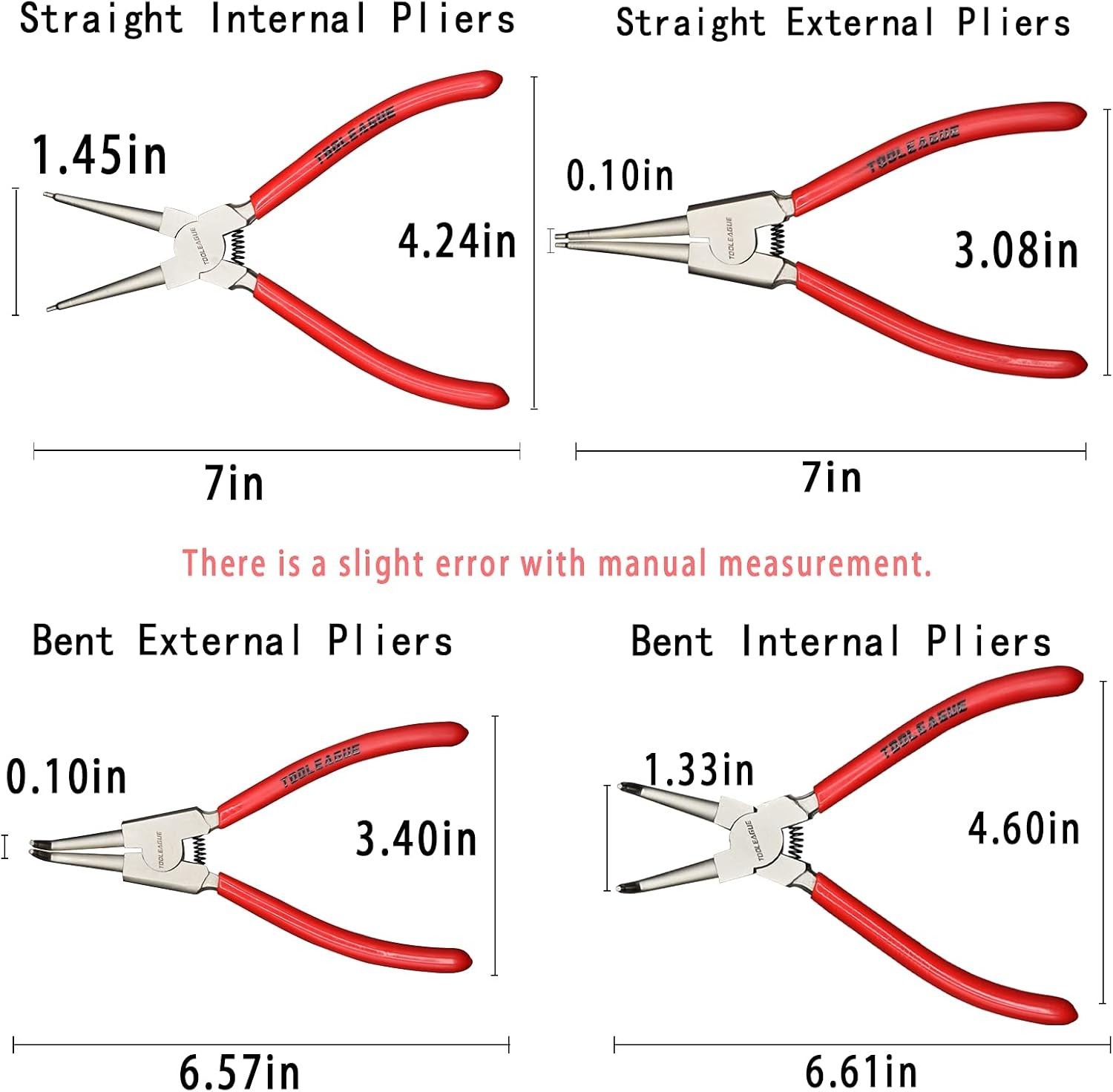 4 Pcs Snap Ring Pliers Set 7 Inch Heavy Duty Internal External Circlip Tools