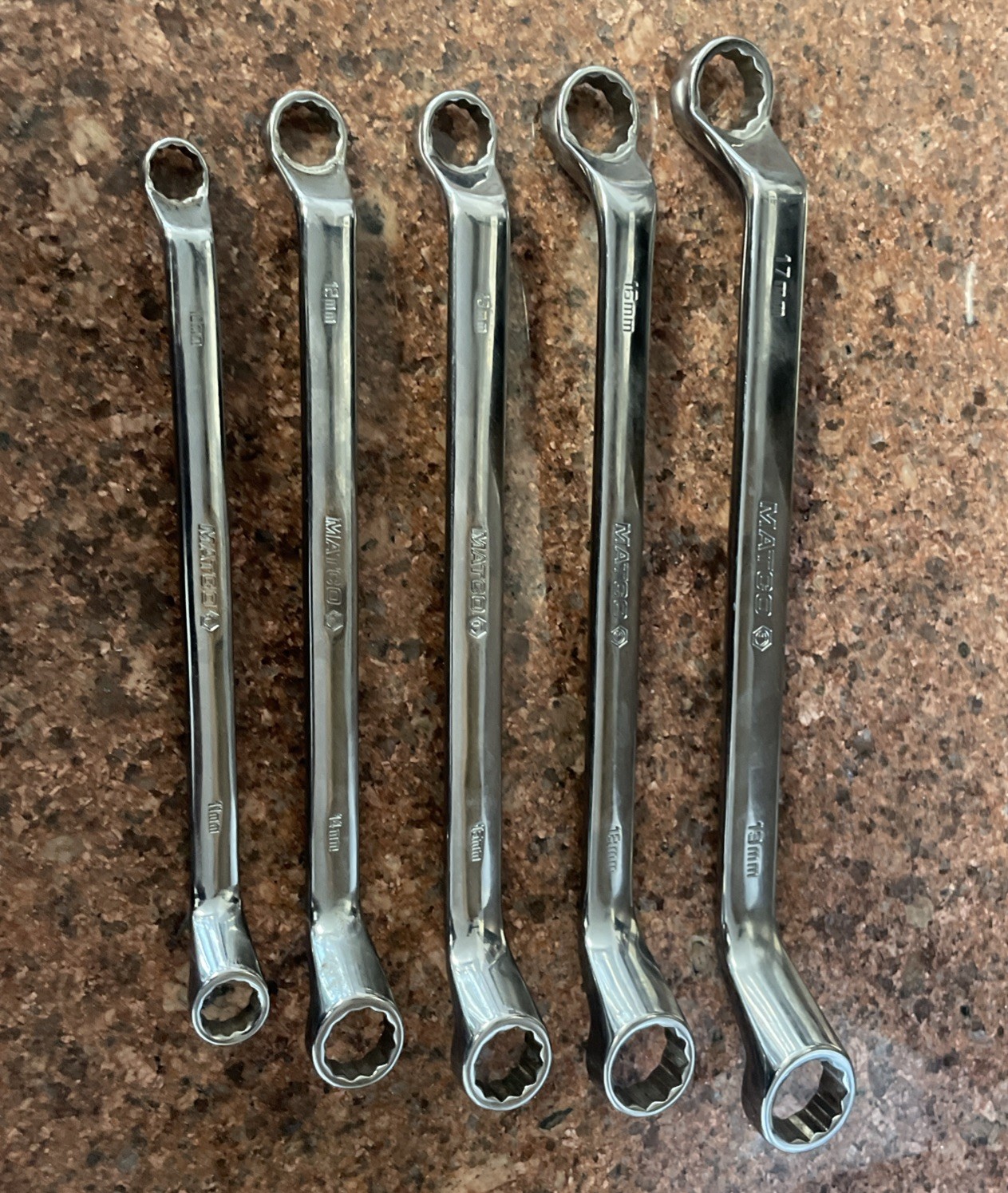 Matco RBDL 10-19 mm 5 Piece 12 Point Metric Deep Off-Set Box-End Wrenches USA