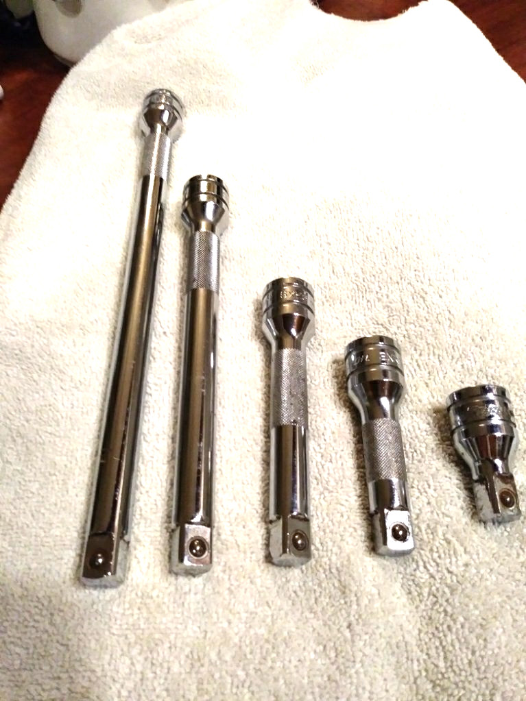 SNAP-ON 1/2 INCH KNURLED EXTENSIONS 5 PC. SET 11,8,5,3,AND 2 INCHES IN LENGTH