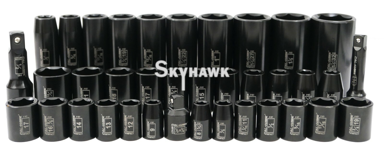 38pc 3/8″ & 1/2″ Dr SAE & Metric Deep & Shallow Impact Socket Adaptor Reducer