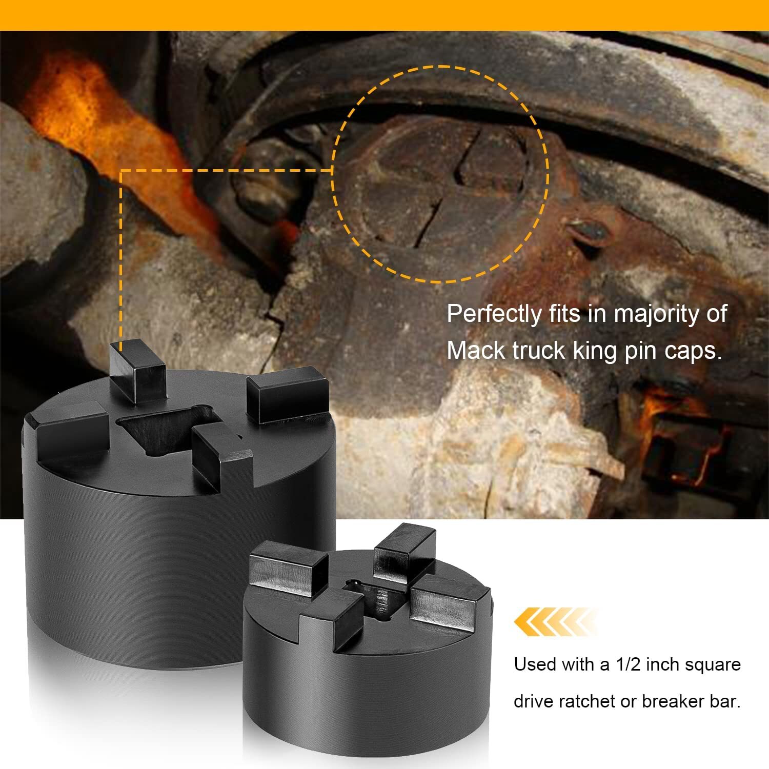 Truck King Pin Socket Cap Removal Tool Kit For Mack 10500, 12000, 16000, 18000