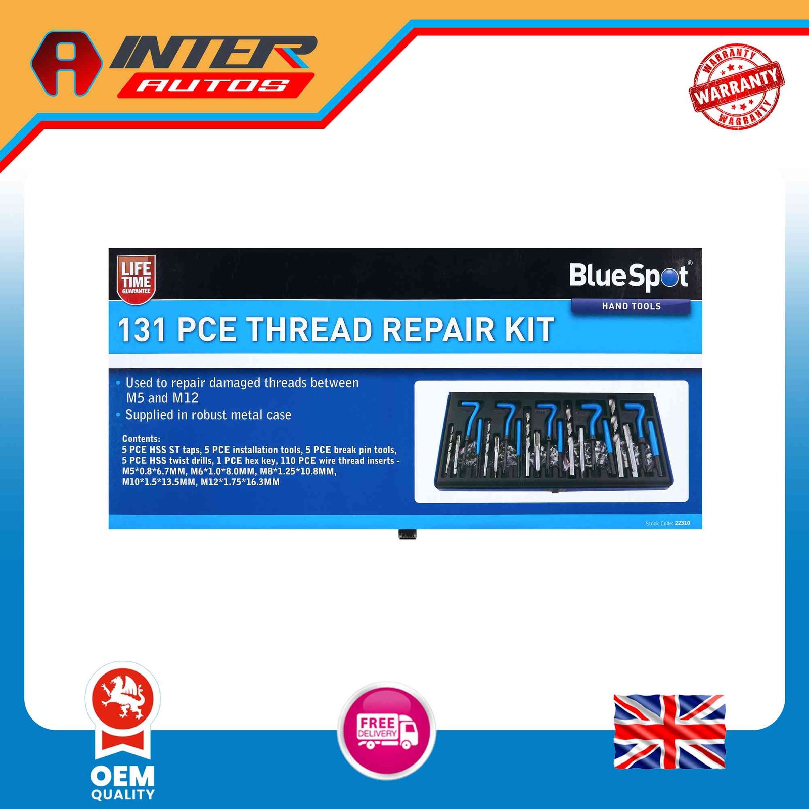Blue Spot Tools 131 PCE Thread Repair Kit