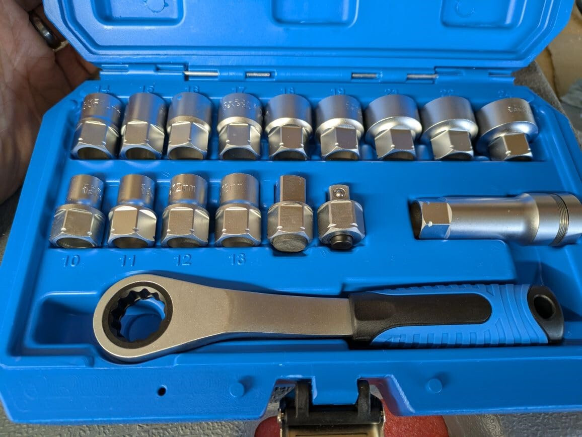 Pass Through Socket Set Go Thru Ratchet Wrench Tool for Hex Square E-Torx Spline