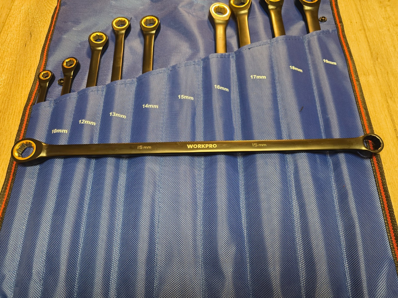 Workpro XXL 10pc Metric Anti-Slip Ratcheting Double Box Wrench Set 10-19MM