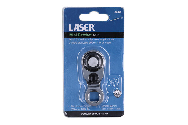 Laser 8078 Mini Ratchet 3/8″ Drive Ideal For Tight Or Restricted Access Tasks