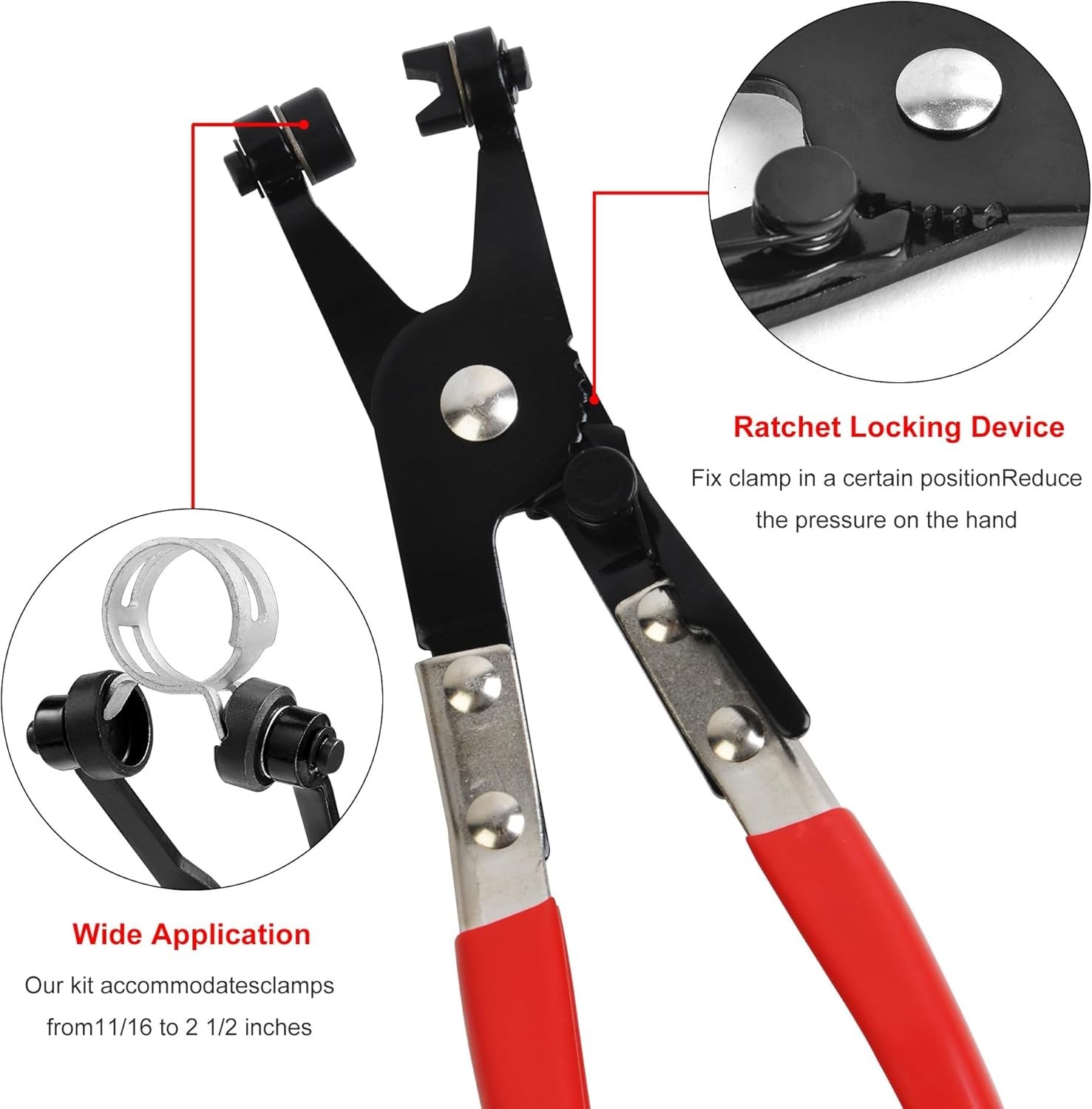 9Pc Hose Clamp Clip Remover Pliers Wire Long Reach Kit Fuel Oil Water Hose Tool