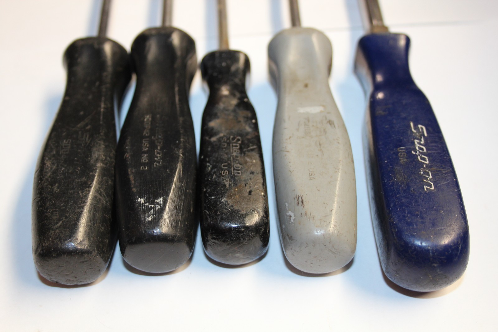 Snap-On Screwdriver Lot USA Flathead & Phillips Mixed Set BLUE GRAY Hard Handles